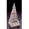 3"x7-1/2"x3" Acrylic 4-Sided Pyramid w/ Colored Bottom Award